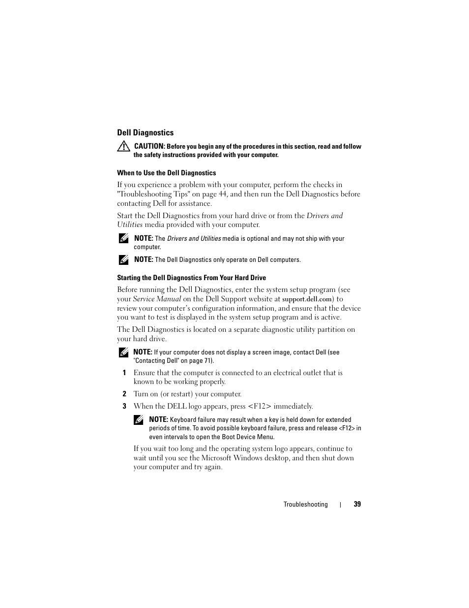 Dell diagnostics | Dell Precision R5400 (Mid 2008) User Manual | Page 39 / 76