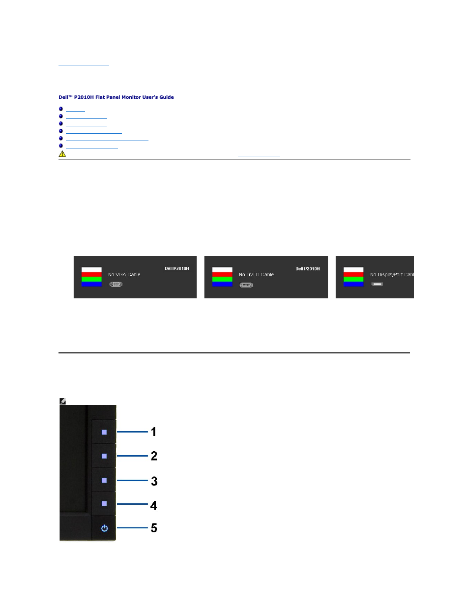 Troubleshooting, Self-test, Built-in diagnostics | Dell P2010H Monitor User Manual | Page 34 / 37