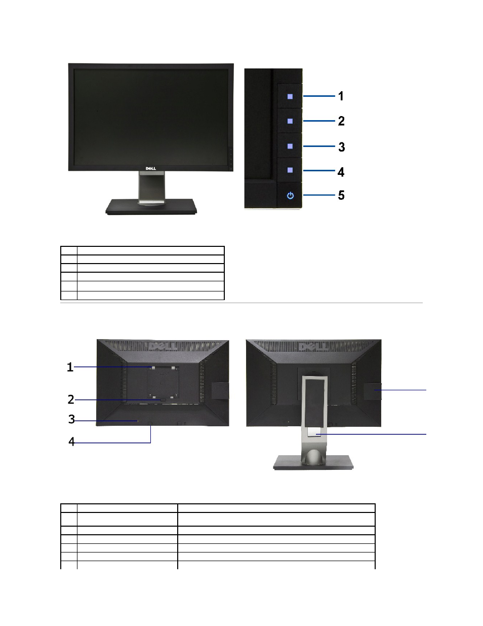 Back view | Dell P2010H Monitor User Manual | Page 4 / 37