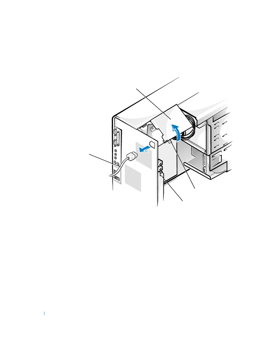 Rotating the power, Supply (mini tower chassis) | Dell Precision 330 User Manual | Page 62 / 220