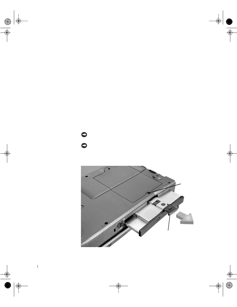 Removing the hard drive, Replacing the hard drive, Fixed optical drive | Dell Latitude C800 User Manual | Page 18 / 62