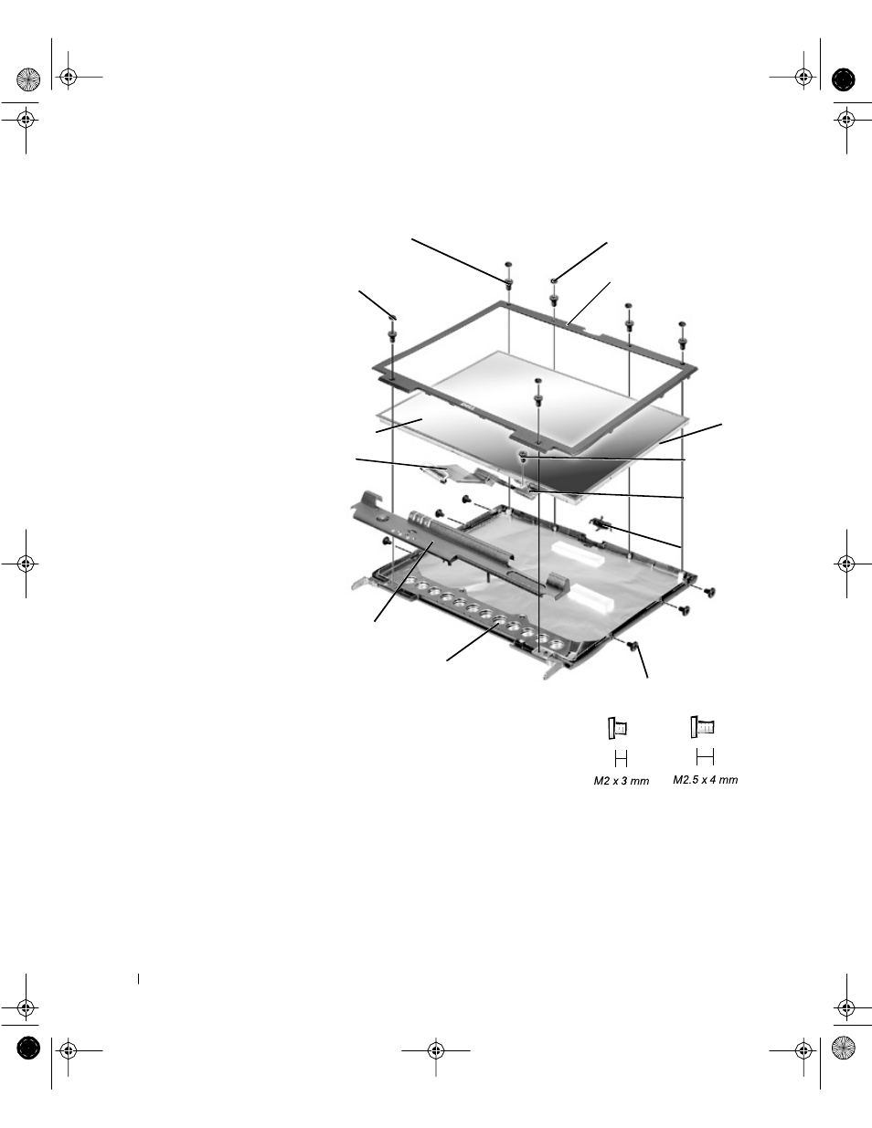 Removing the display assembly bezel | Dell Latitude C800 User Manual | Page 32 / 62