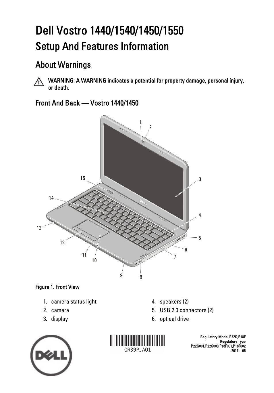 Dell Vostro 1550 (Mid 2011) User Manual | 9 pages