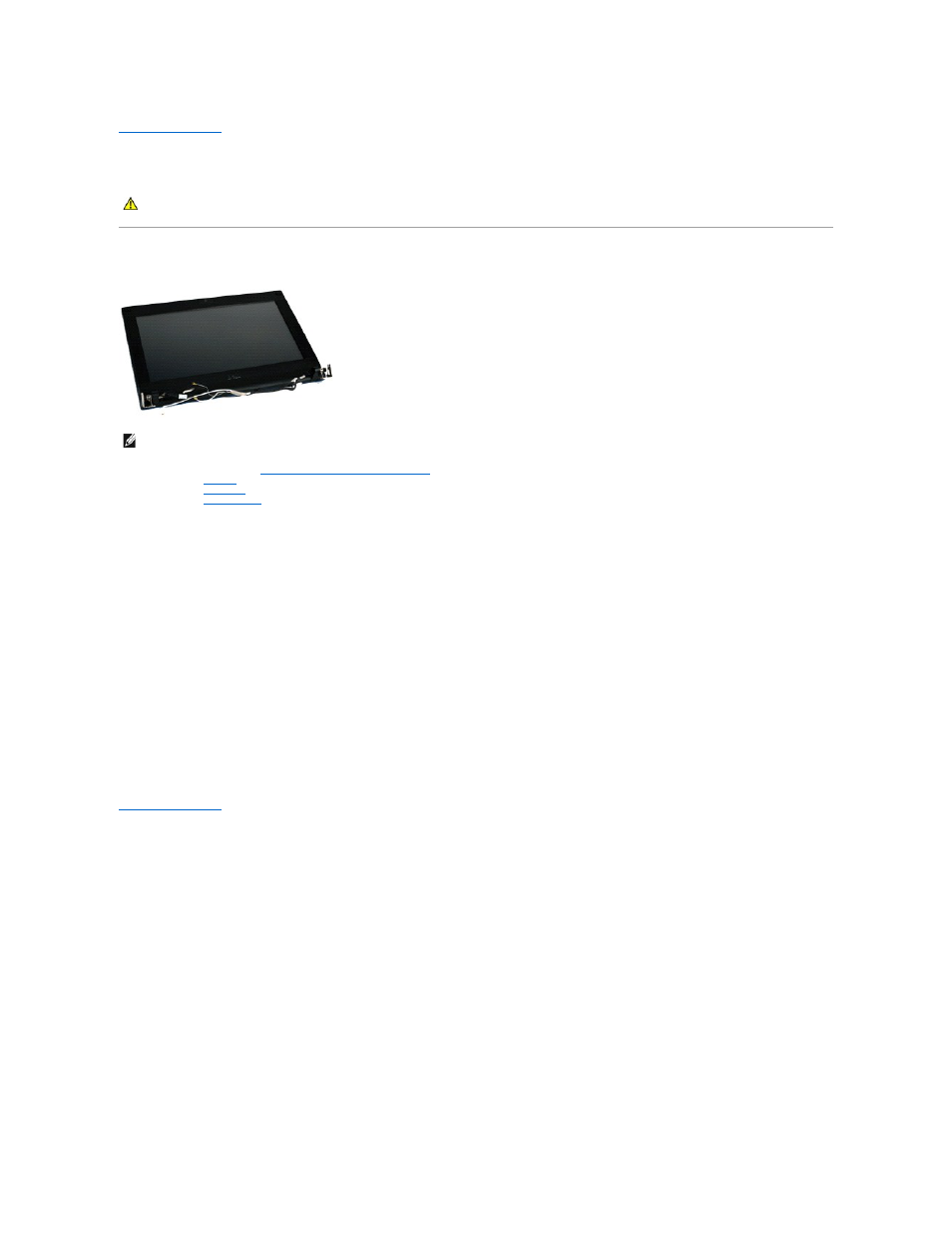 Display assembly, Removing the display assembly, Replacing the display assembly | Dell Latitude 2110 (Mid 2010) User Manual | Page 12 / 31