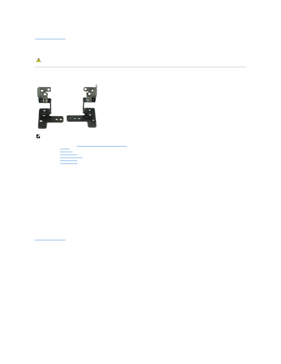 Display hinges, Removing the display hinges, Replacing the display hinges | Dell Latitude 2110 (Mid 2010) User Manual | Page 18 / 31