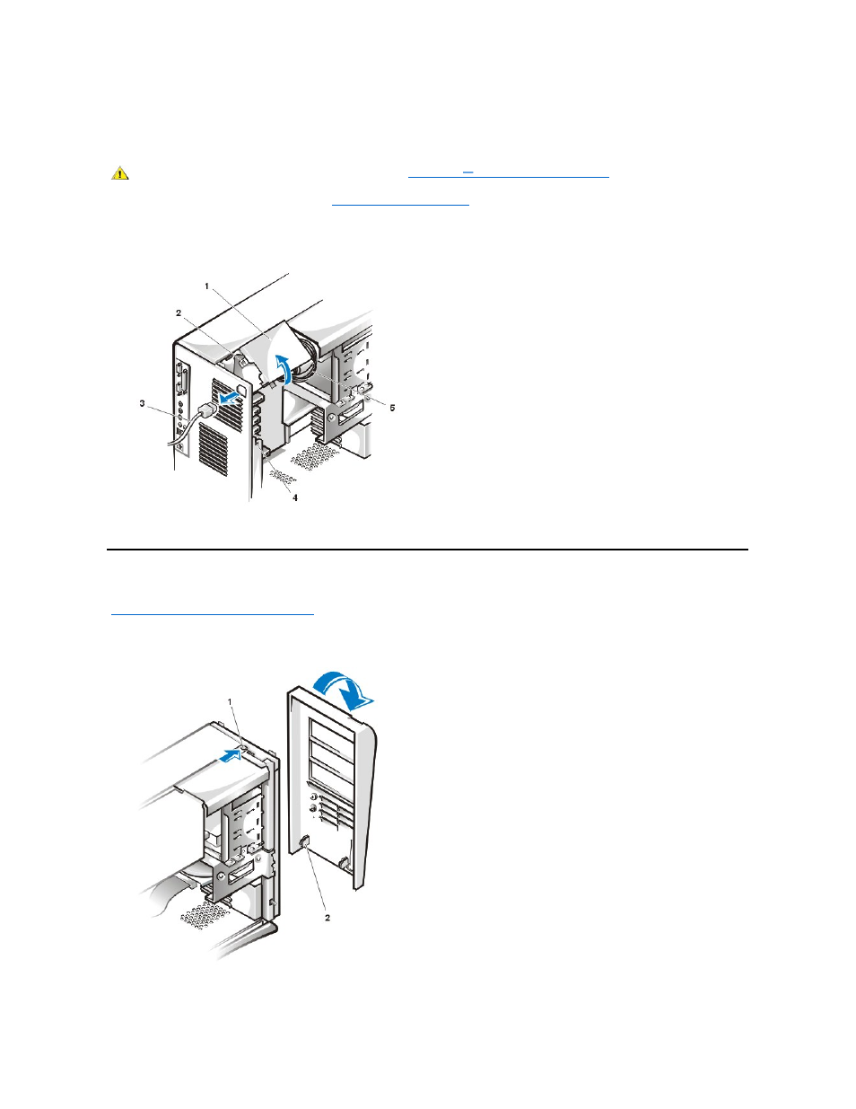 Removing and replacing the front bezel | Dell OptiPlex GX300 User Manual | Page 40 / 91