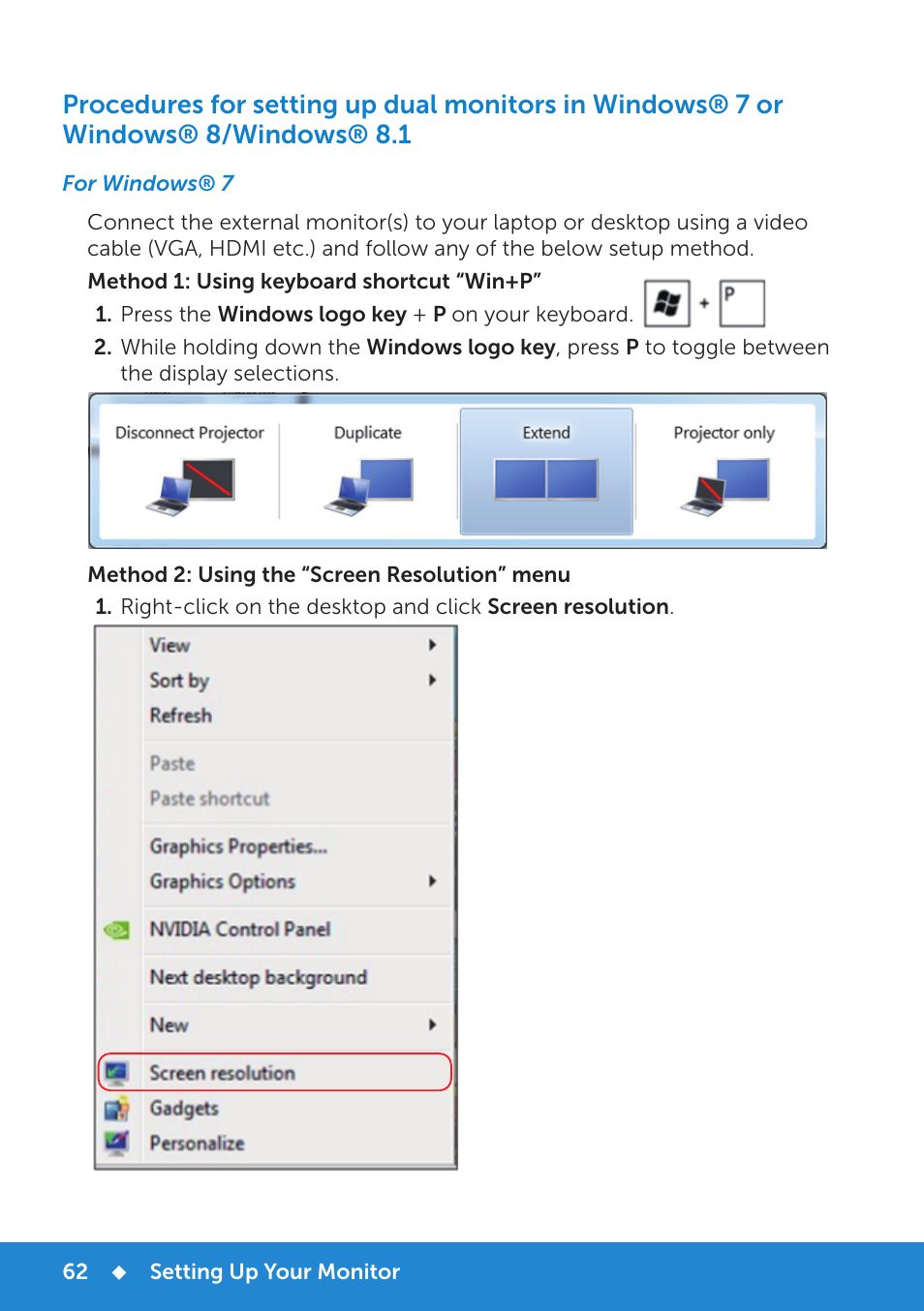 For windows® 7 | Dell E5515H Monitor User Manual | Page 62 / 69