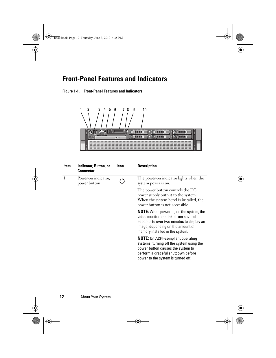 Front-panel features and indicators | Dell PowerEdge R715 User Manual | Page 12 / 190
