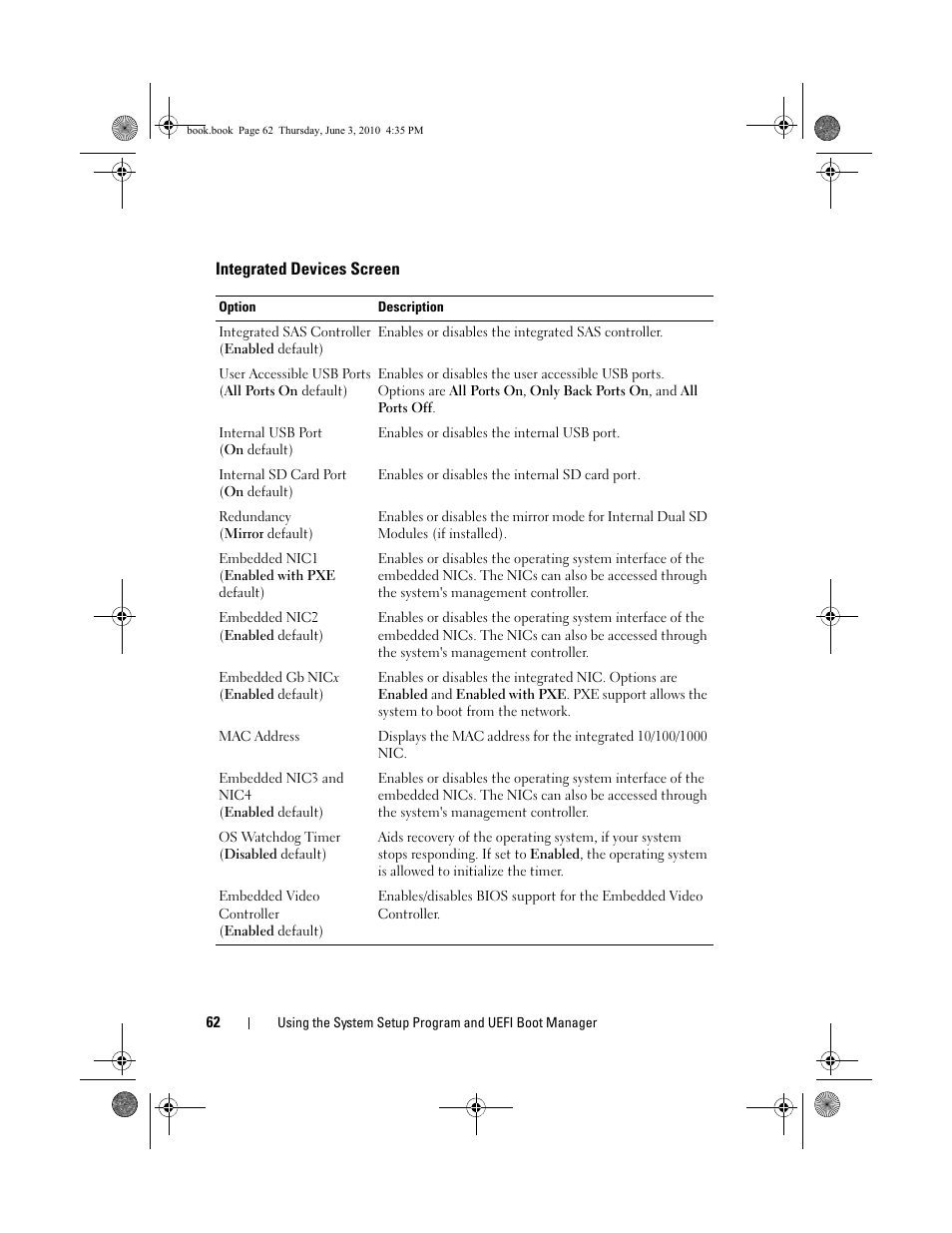 Integrated devices screen, Integrated devices screen" on | Dell PowerEdge R715 User Manual | Page 62 / 190