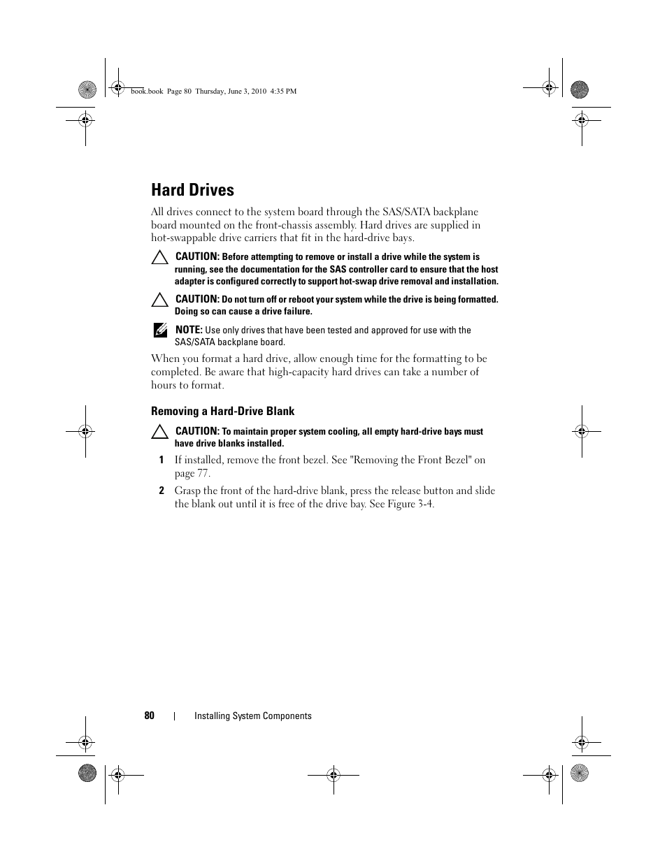 Hard drives, Removing a hard-drive blank | Dell PowerEdge R715 User Manual | Page 80 / 190