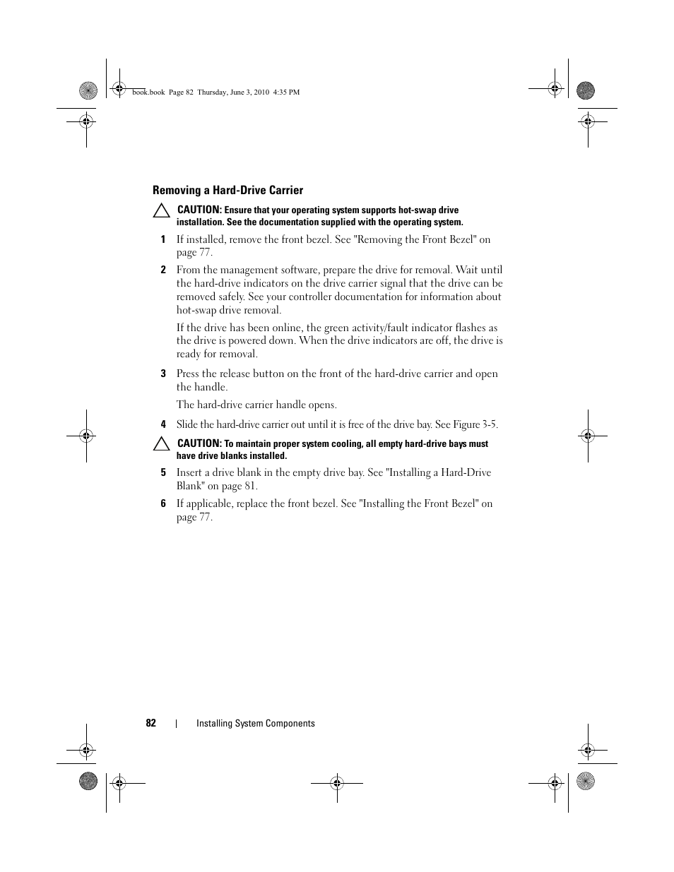 Removing a hard-drive carrier | Dell PowerEdge R715 User Manual | Page 82 / 190