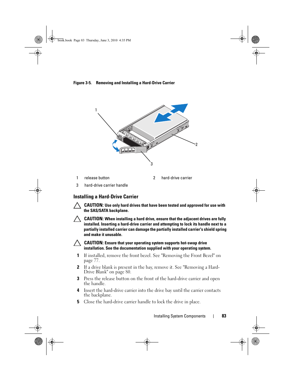 Installing a hard-drive carrier | Dell PowerEdge R715 User Manual | Page 83 / 190