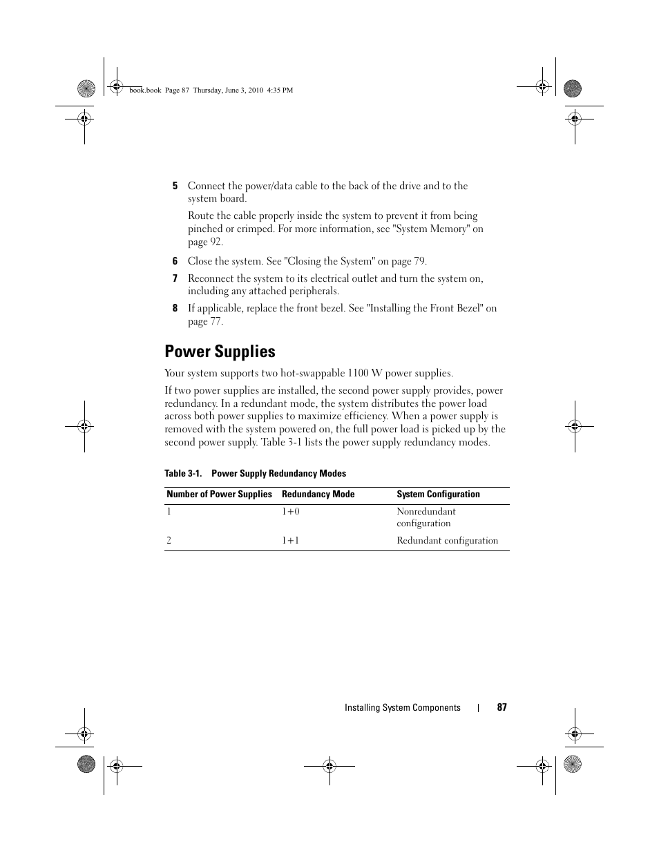 Power supplies, E "power, Power | Dell PowerEdge R715 User Manual | Page 87 / 190