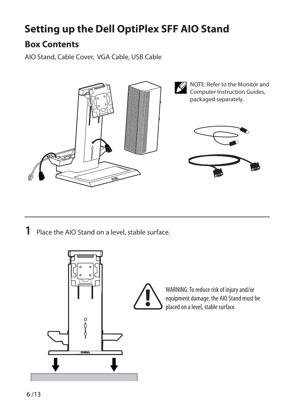 Setting up the dell optiplex sff aio stand | Dell OptiPlex 990 (Early 2011) User Manual | Page 6 / 13