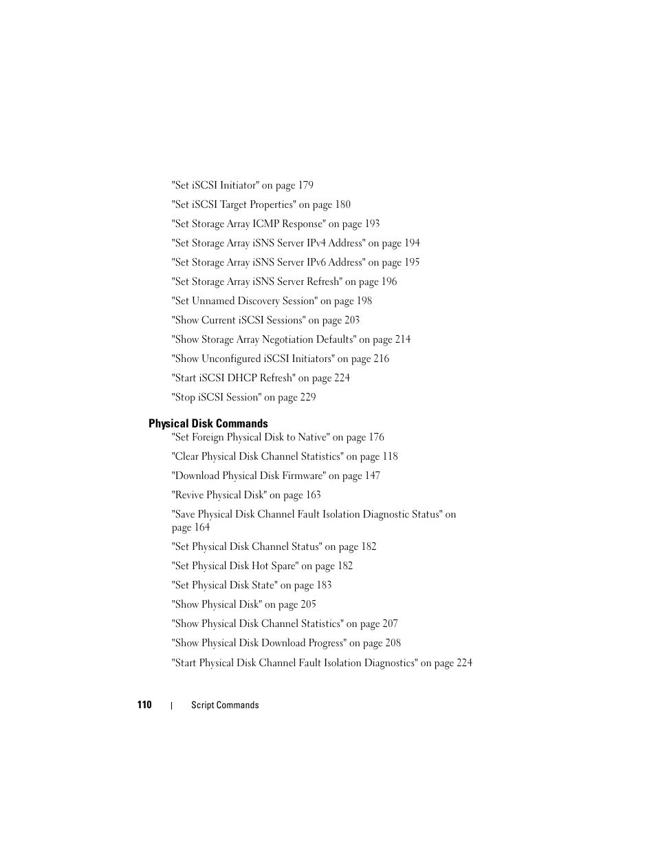 Physical disk commands | Dell PowerVault MD3000i User Manual | Page 110 / 246