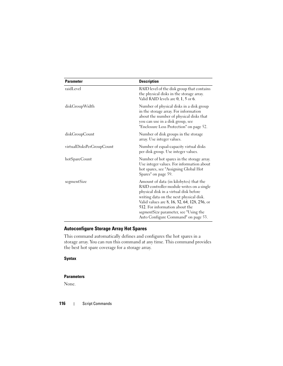 Autoconfigure storage array hot spares | Dell PowerVault MD3000i User Manual | Page 116 / 246