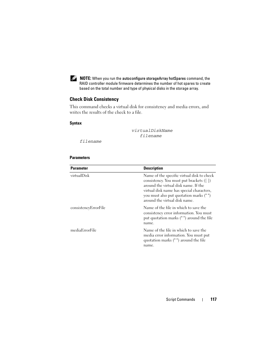 Check disk consistency | Dell PowerVault MD3000i User Manual | Page 117 / 246