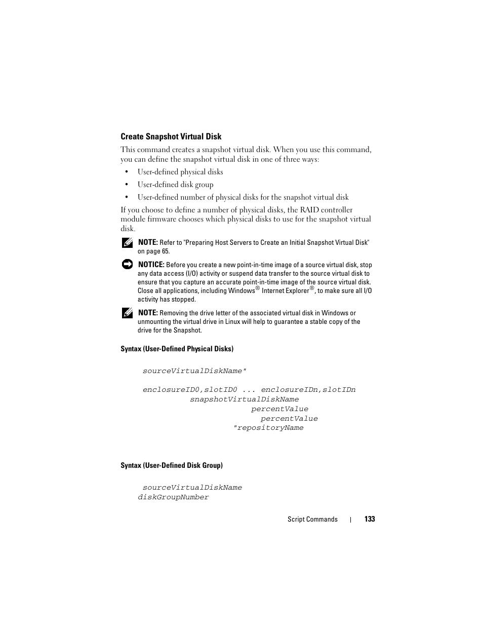 Create snapshot virtual disk | Dell PowerVault MD3000i User Manual | Page 133 / 246