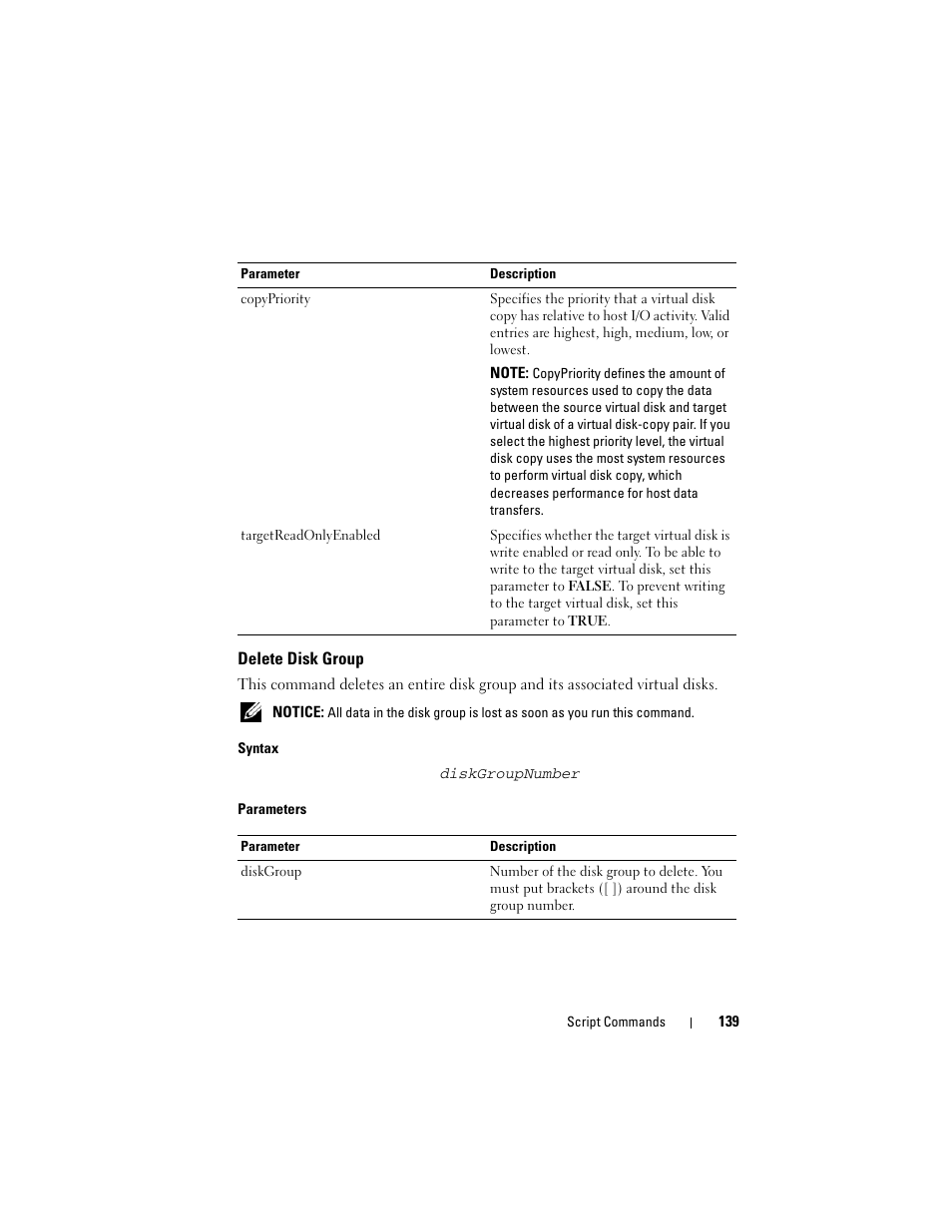 Delete disk group | Dell PowerVault MD3000i User Manual | Page 139 / 246