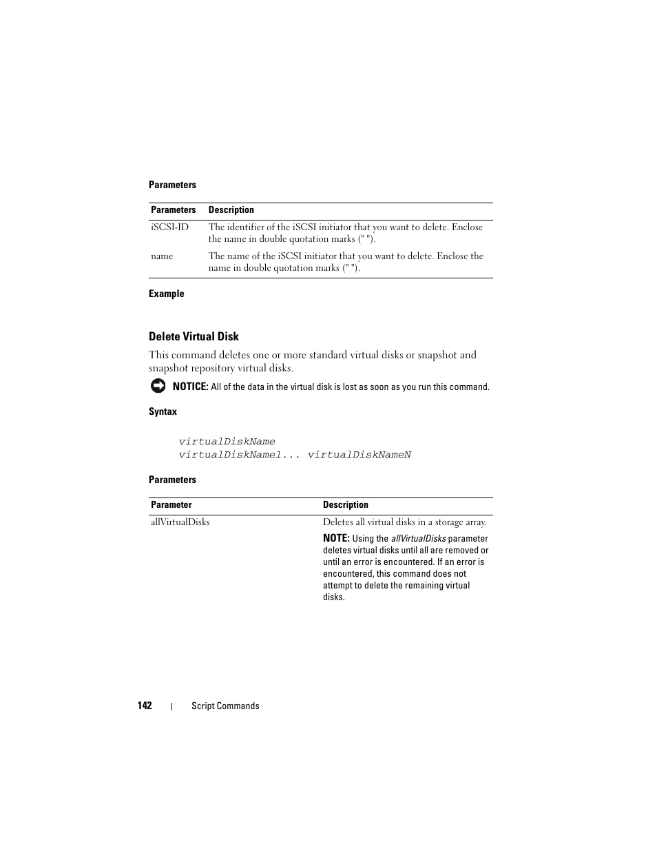 Delete virtual disk | Dell PowerVault MD3000i User Manual | Page 142 / 246