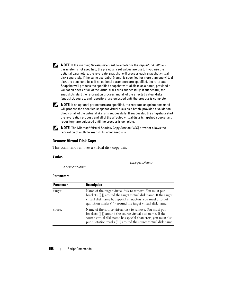 Remove virtual disk copy | Dell PowerVault MD3000i User Manual | Page 158 / 246