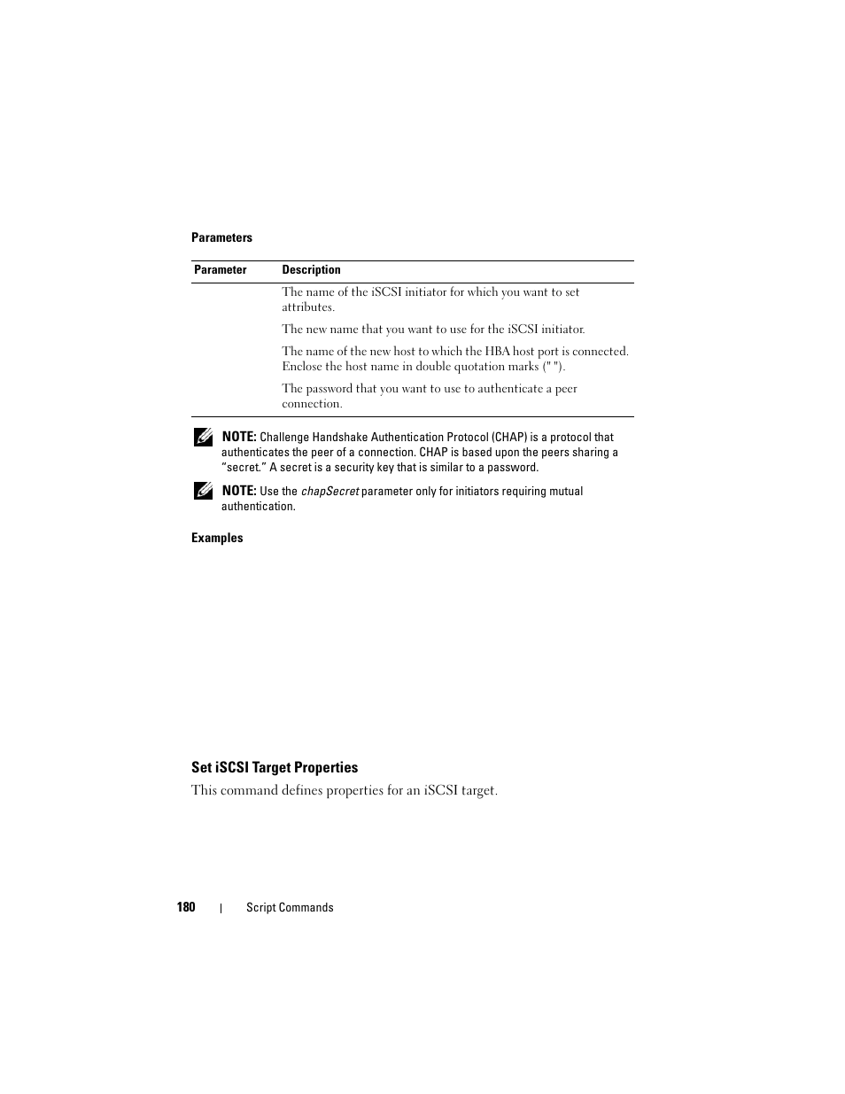 Set iscsi target properties | Dell PowerVault MD3000i User Manual | Page 180 / 246