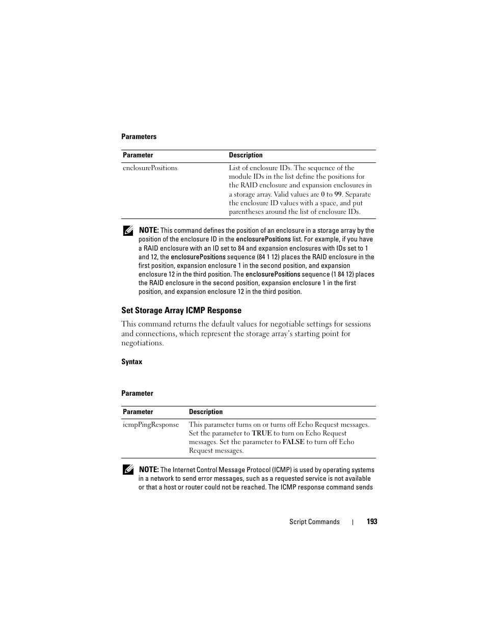 Set storage array icmp response | Dell PowerVault MD3000i User Manual | Page 193 / 246