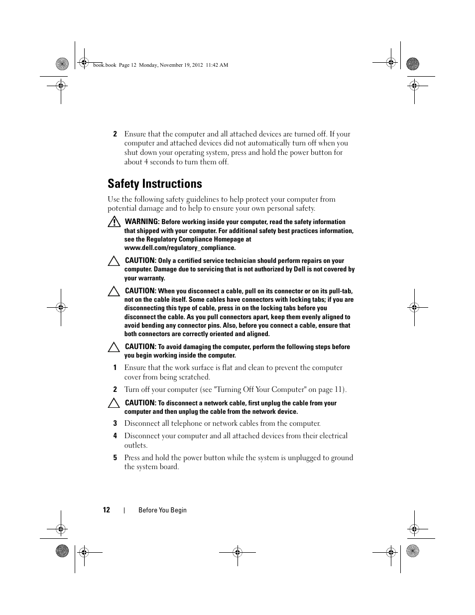 Safety instructions | Dell Dimension 2010 User Manual | Page 12 / 78