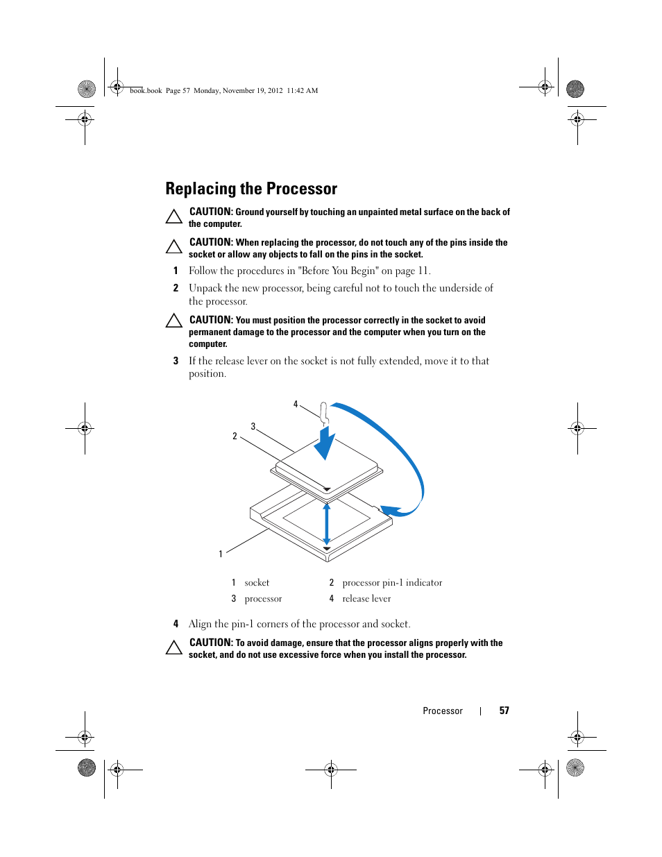 Replacing the processor | Dell Dimension 2010 User Manual | Page 57 / 78