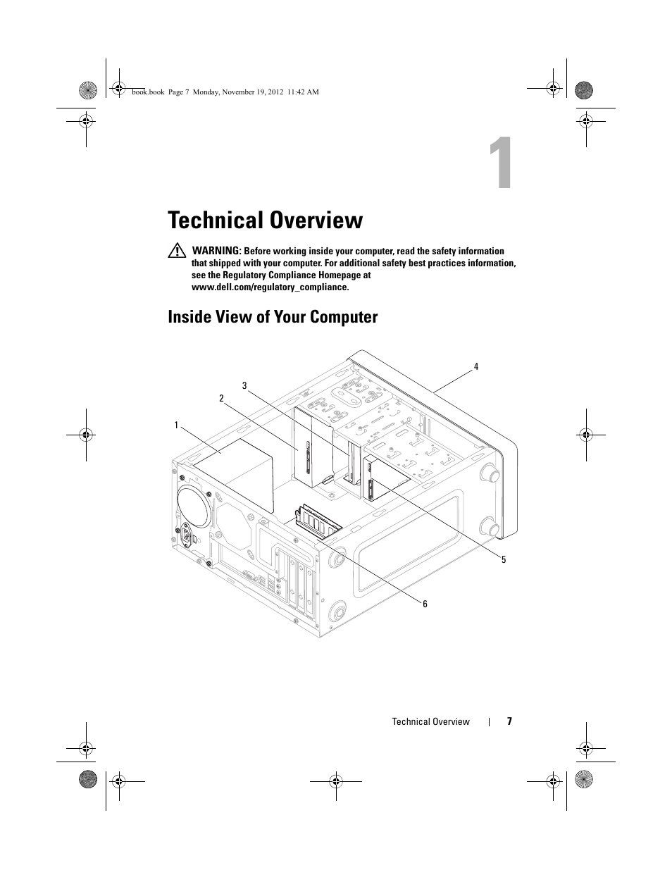 Technical overview, Inside view of your computer | Dell Dimension 2010 User Manual | Page 7 / 78