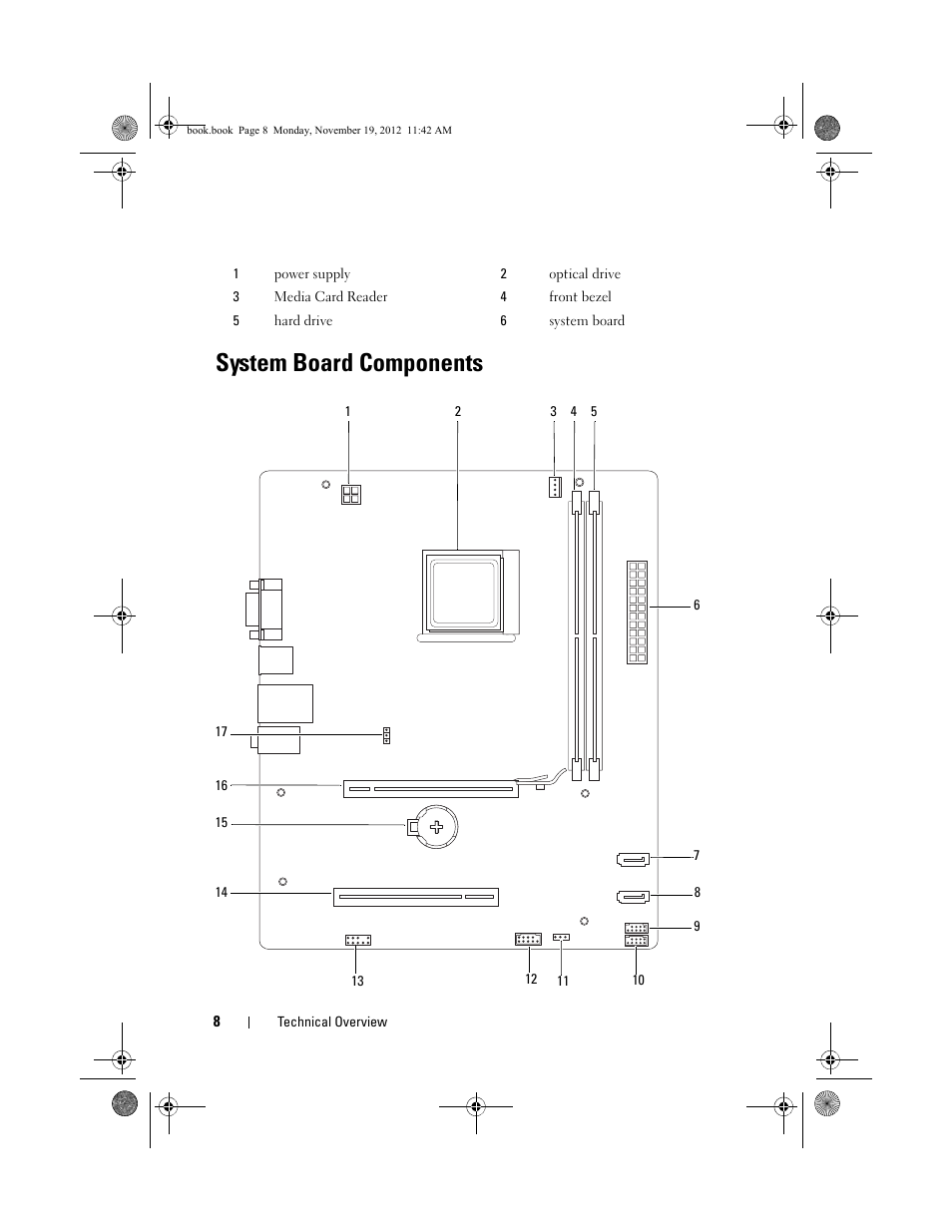 System board components | Dell Dimension 2010 User Manual | Page 8 / 78