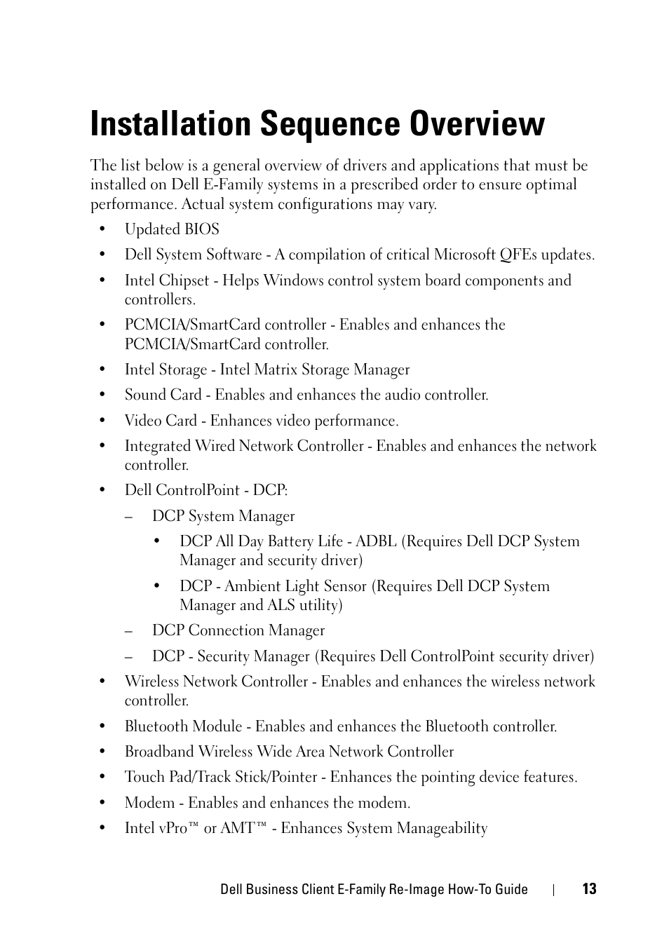Installation sequence overview | Dell Latitude E6400 XFR (Mid 2008) User Manual | Page 13 / 34