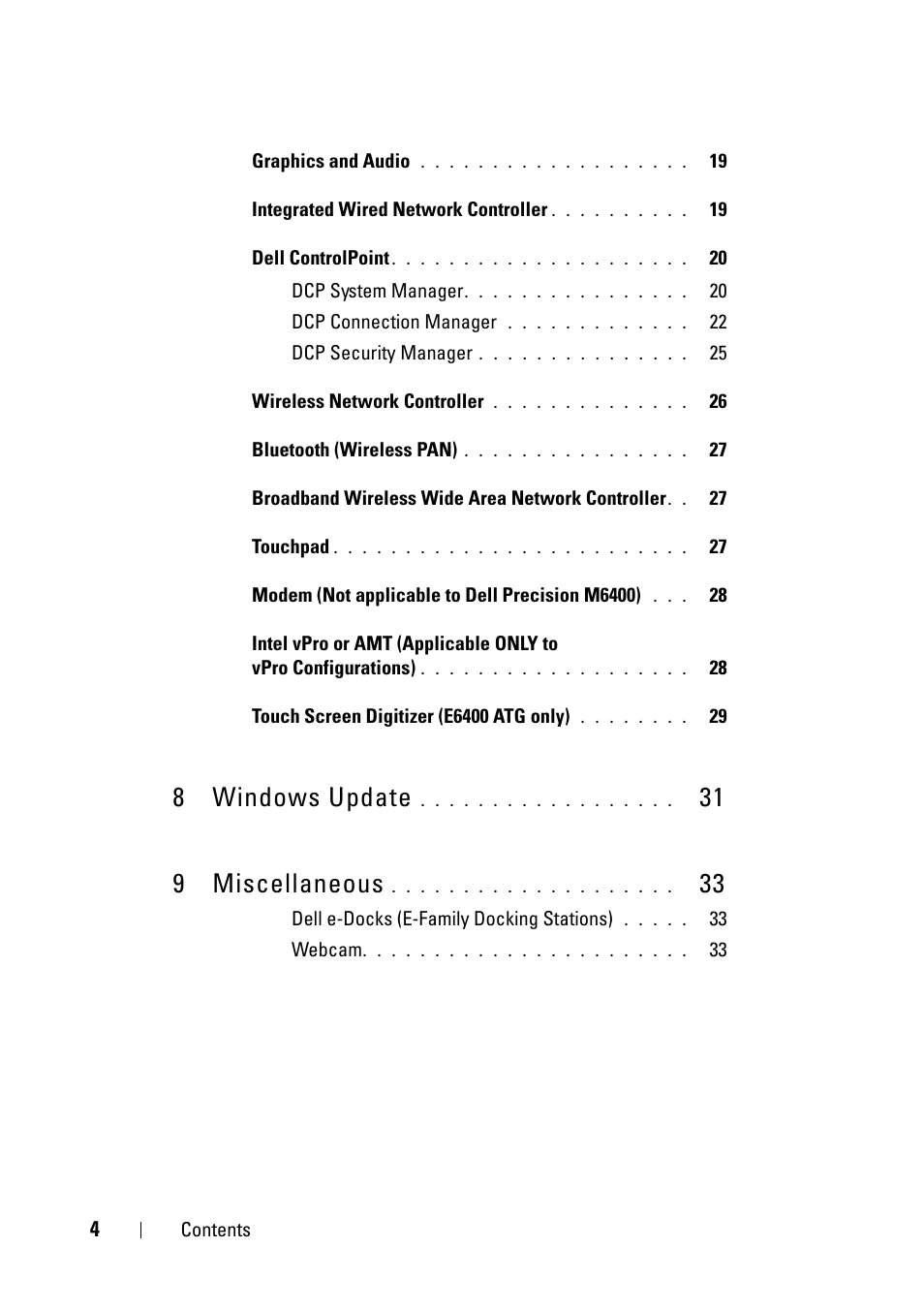 8 windows update, 31 9 miscellaneous | Dell Latitude E6400 XFR (Mid 2008) User Manual | Page 4 / 34