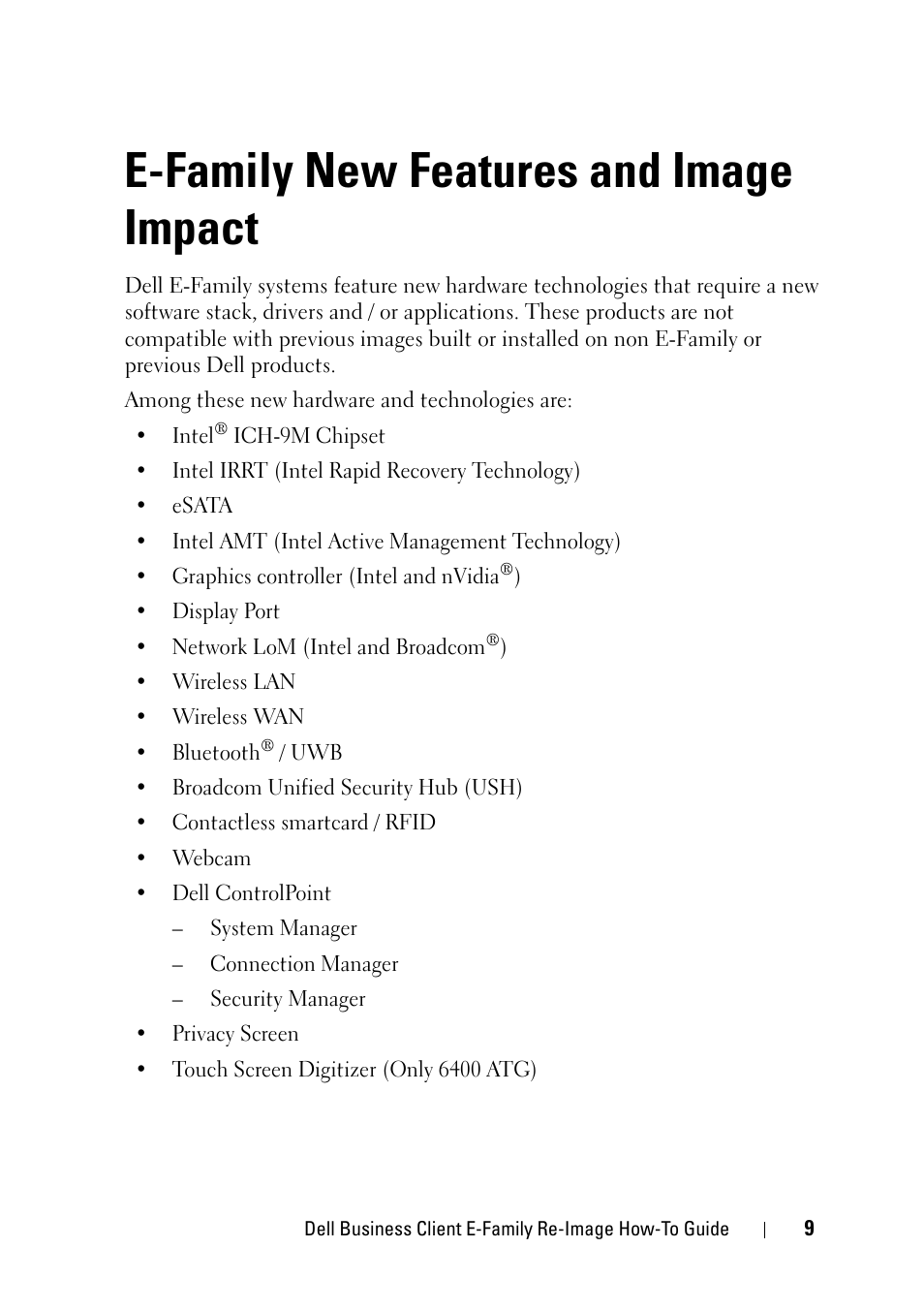 E-family new features and image impact, E-family new features and, Image impact | Dell Latitude E6400 XFR (Mid 2008) User Manual | Page 9 / 34