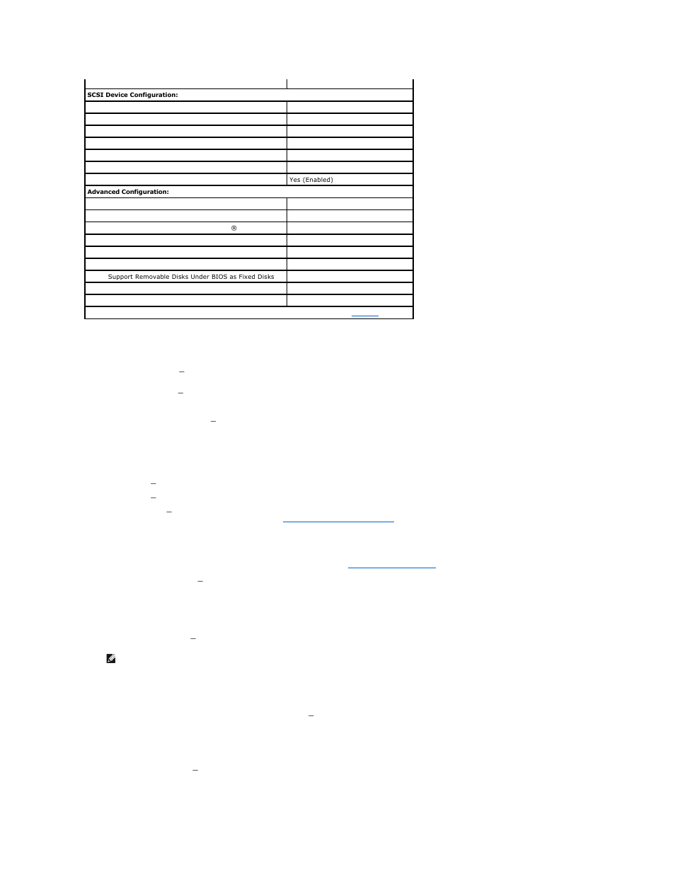 Scsi bus interface definitions, Boot device options, Scsi device configuration settings | Dell PowerEdge 2650 User Manual | Page 10 / 43
