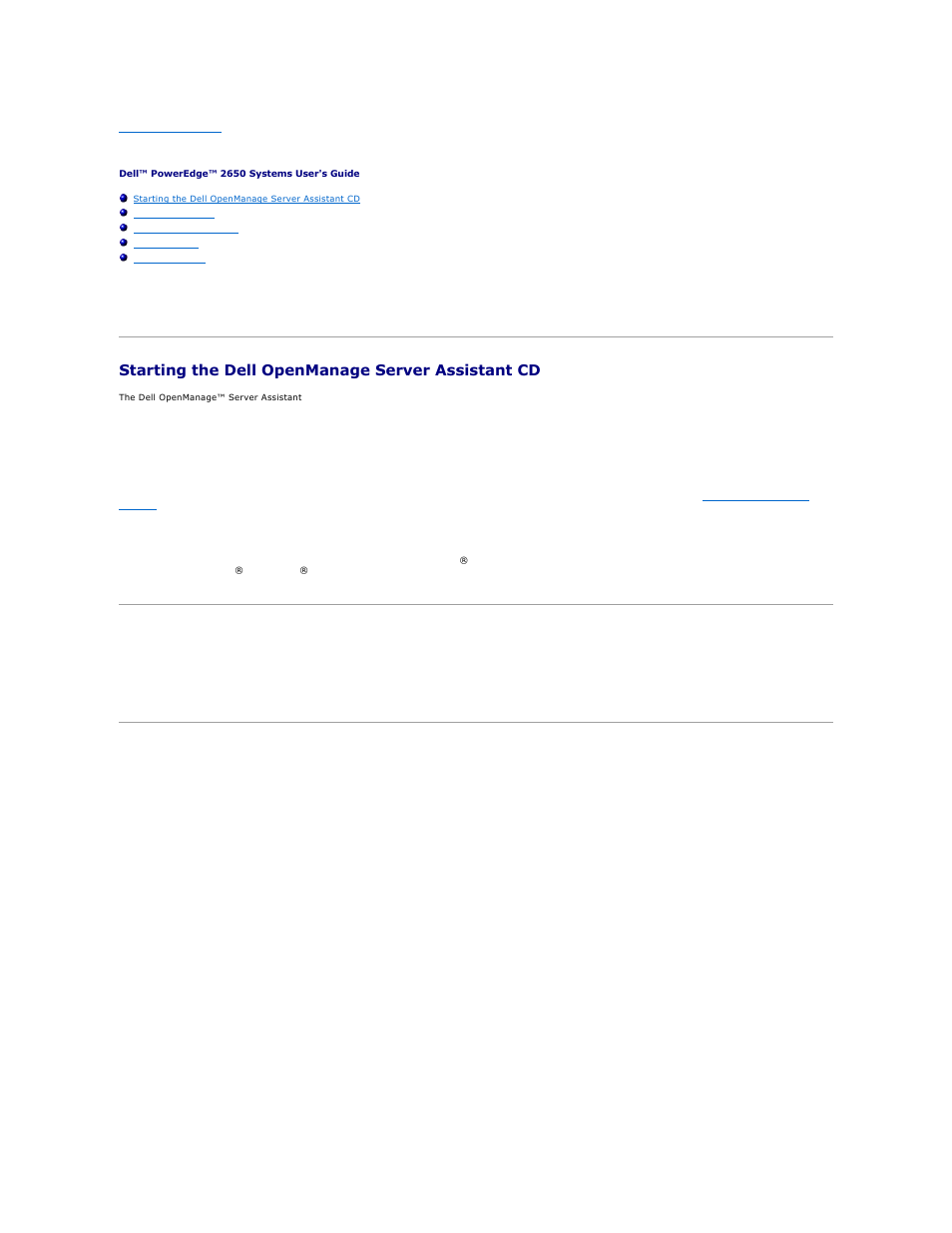 Using the dell openmanage server assistant cd, Starting the dell openmanage server assistant cd, Navigating the cd | Setting up your system, Setup mode, Service mode, Server setup | Dell PowerEdge 2650 User Manual | Page 24 / 43