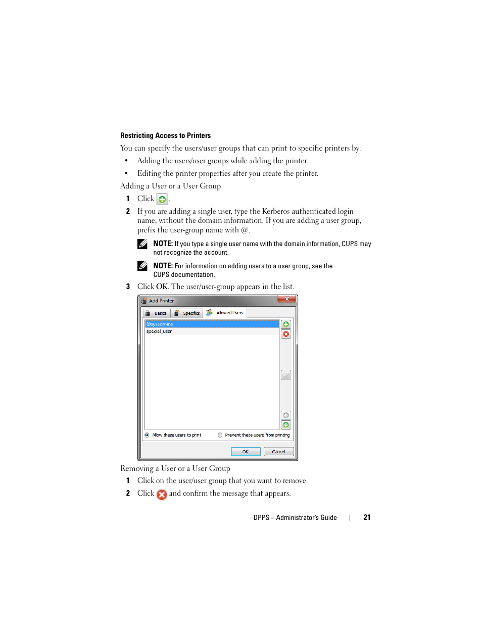 Restricting access to printers | Dell Proximity Printing Solution User Manual | Page 21 / 29