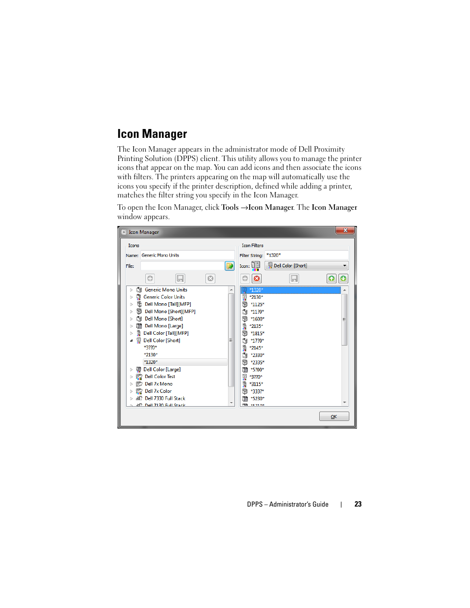 Icon manager | Dell Proximity Printing Solution User Manual | Page 23 / 29