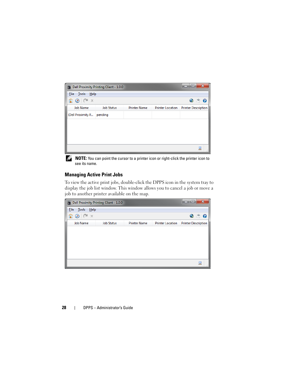 Managing active print jobs | Dell Proximity Printing Solution User Manual | Page 28 / 29