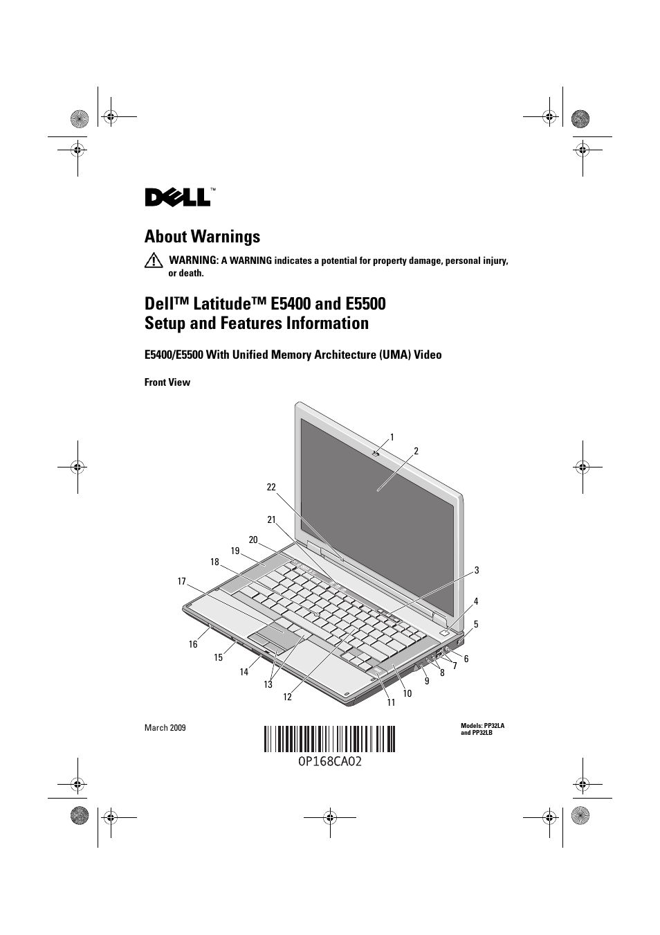 Dell Latitude E5400 (Mid 2008) User Manual | 10 pages