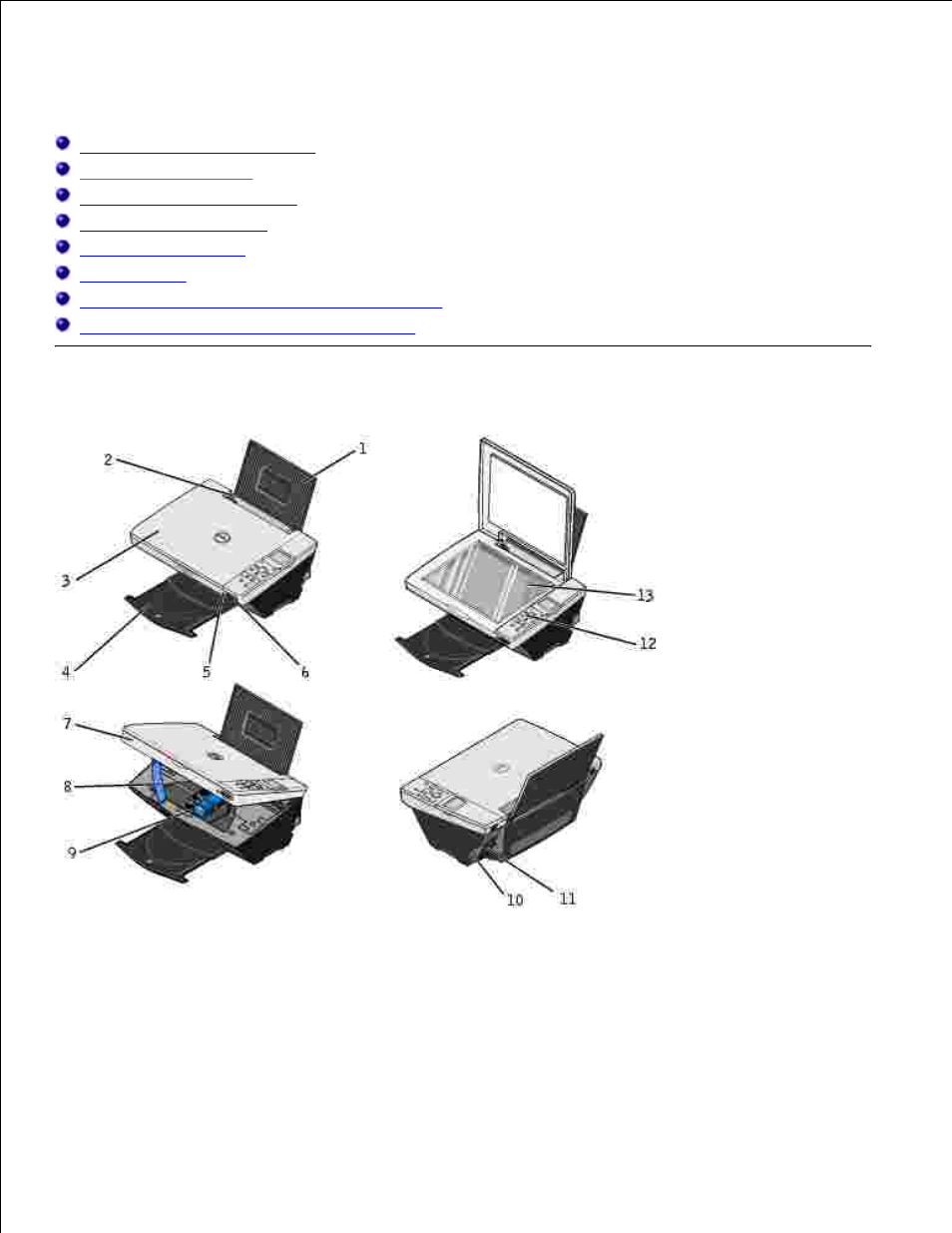 About your printer, Understanding the printer parts | Dell 942 All In One Inkjet Printer User Manual | Page 4 / 77