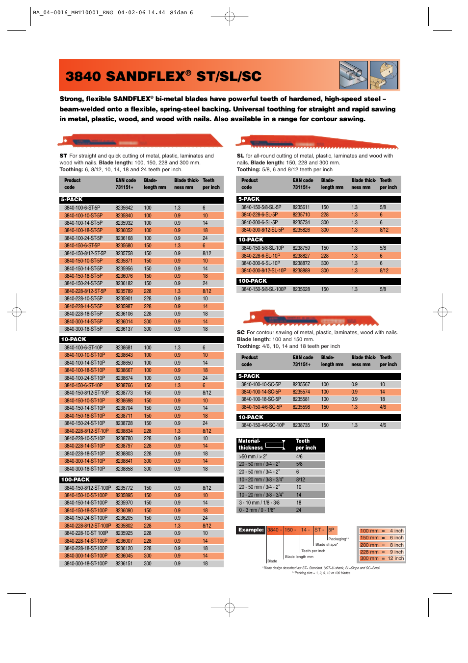 3840 sandflex, St/sl/sc | Bahco Sandflex 3840 User Manual | Page 4 / 8