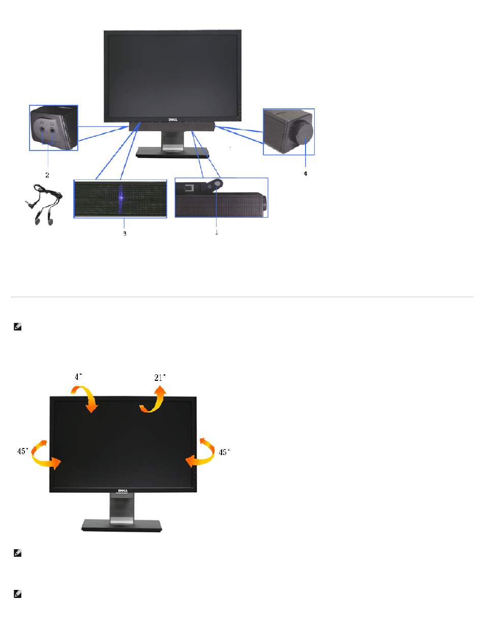 The tilt, swivel, and vertical extension, Using the tilt, swivel, and vertical extension, Tilt, swivel | Vertical extension | Dell P2311H Monitor User Manual | Page 30 / 37