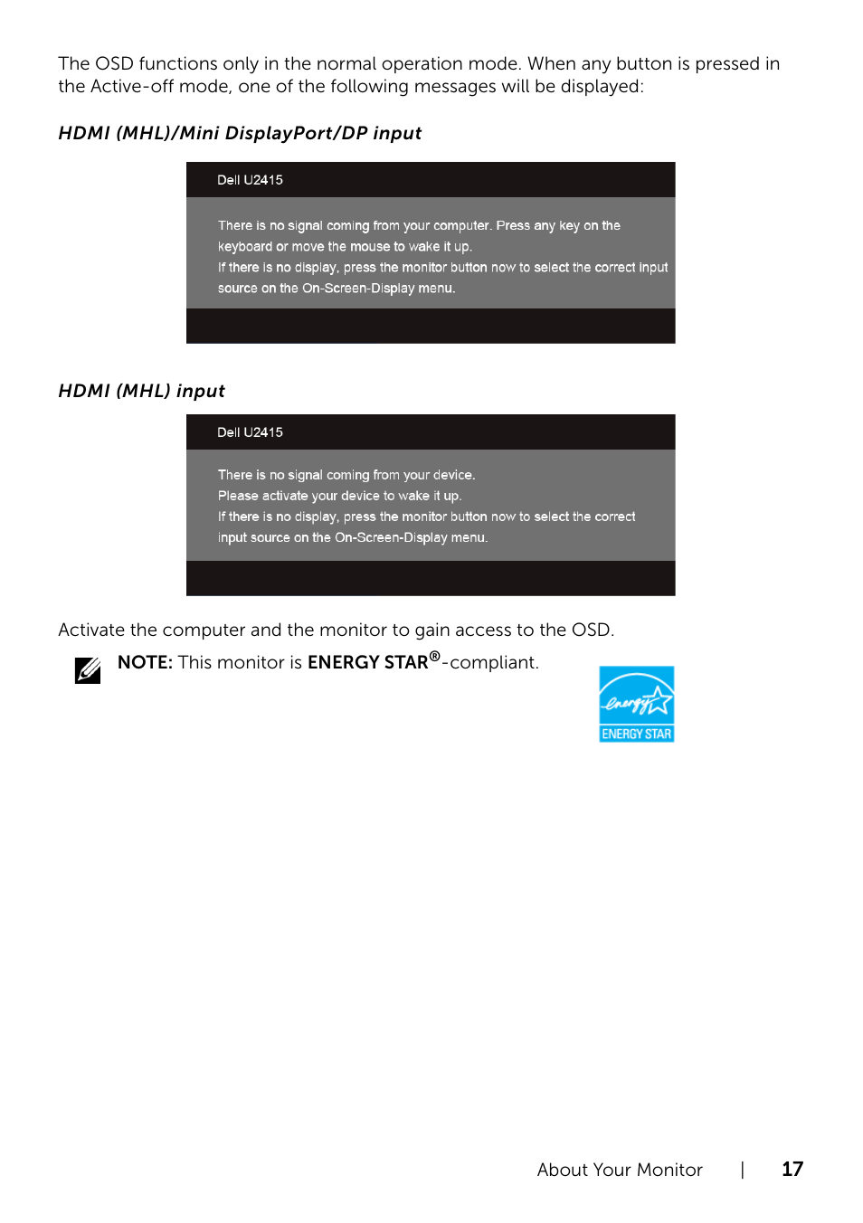 Dell U2415 Monitor User Manual | Page 17 / 65