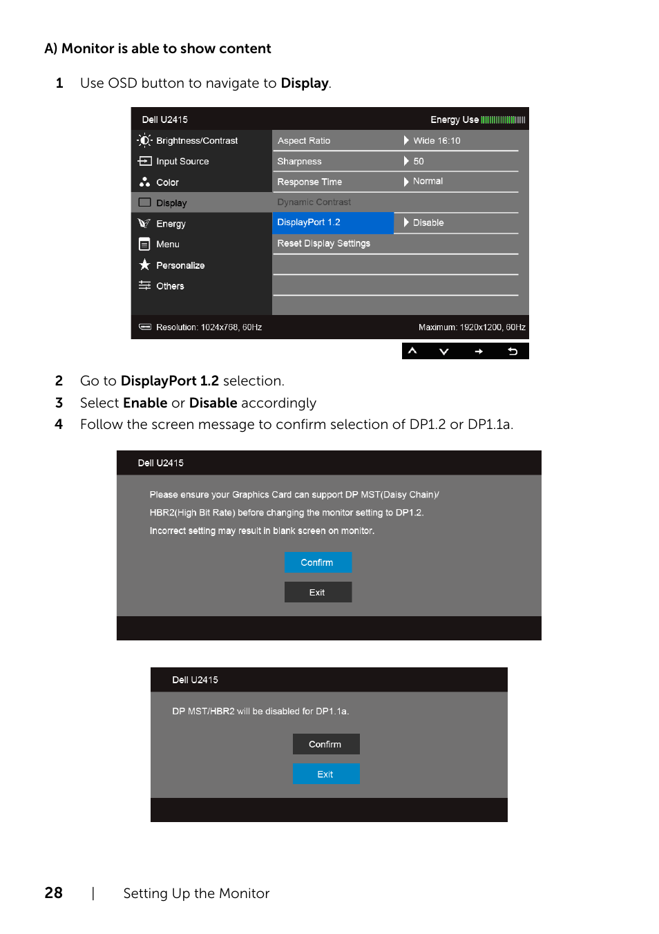 Dell U2415 Monitor User Manual | Page 28 / 65