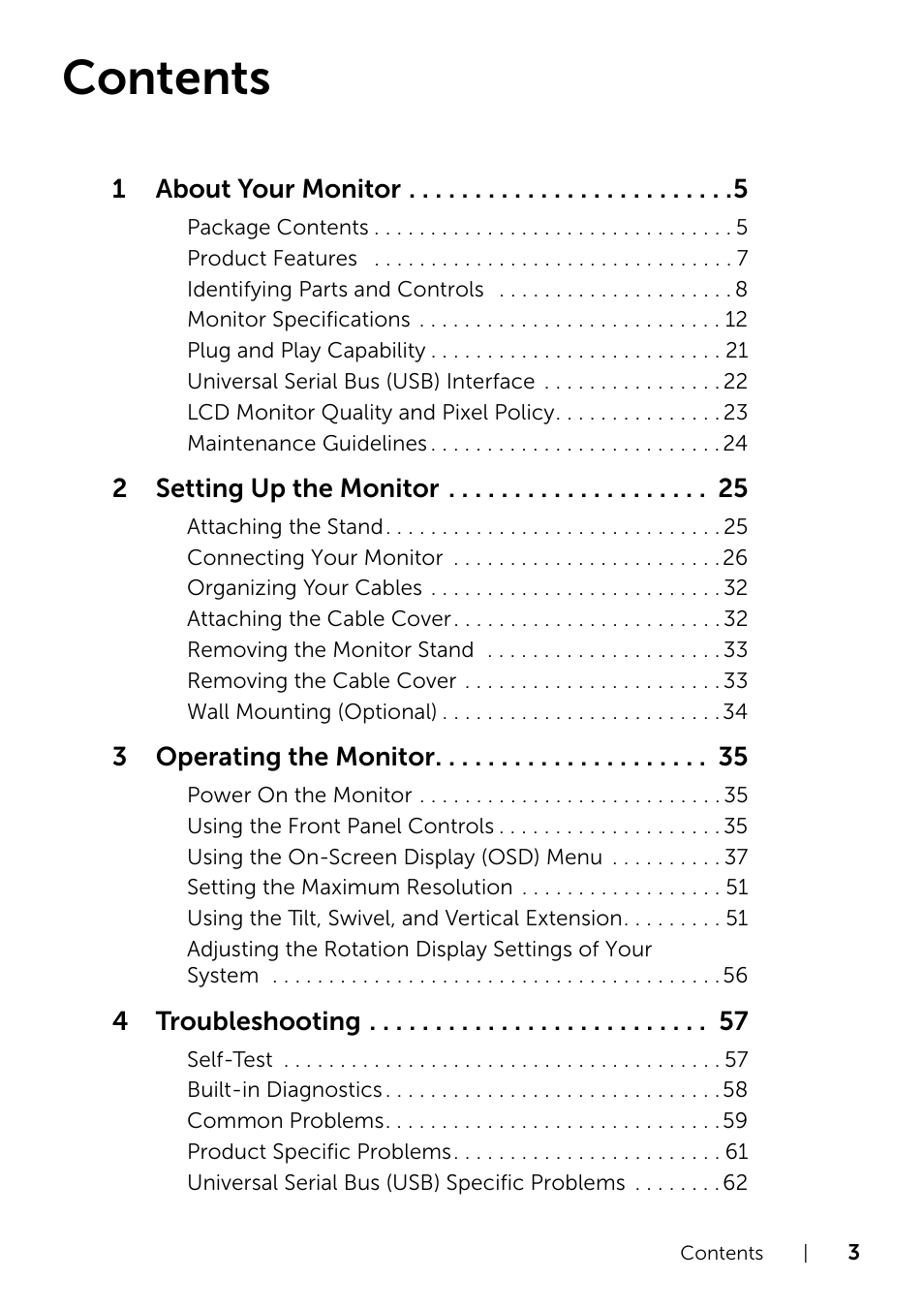 Dell U2415 Monitor User Manual | Page 3 / 65