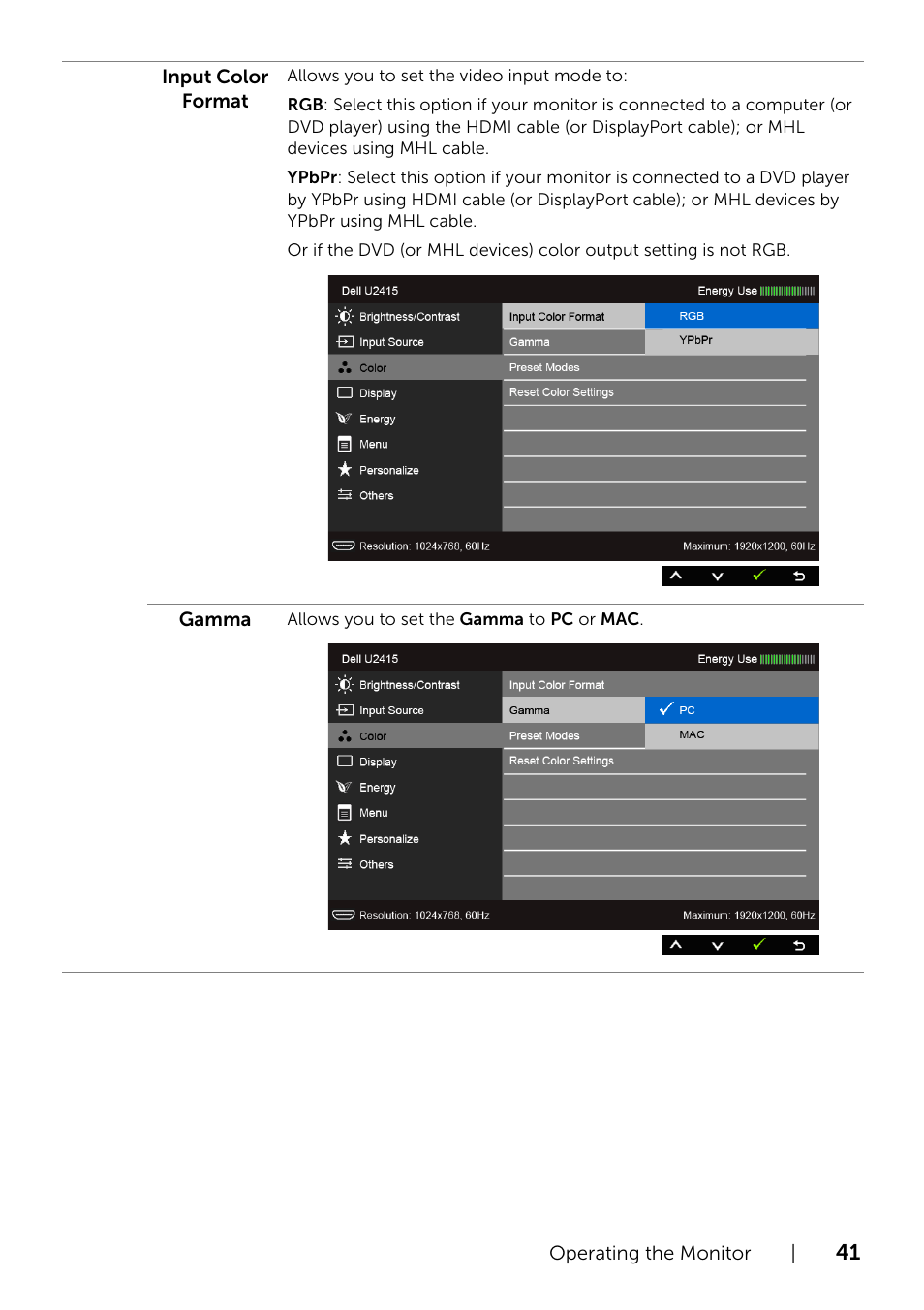Dell U2415 Monitor User Manual | Page 41 / 65