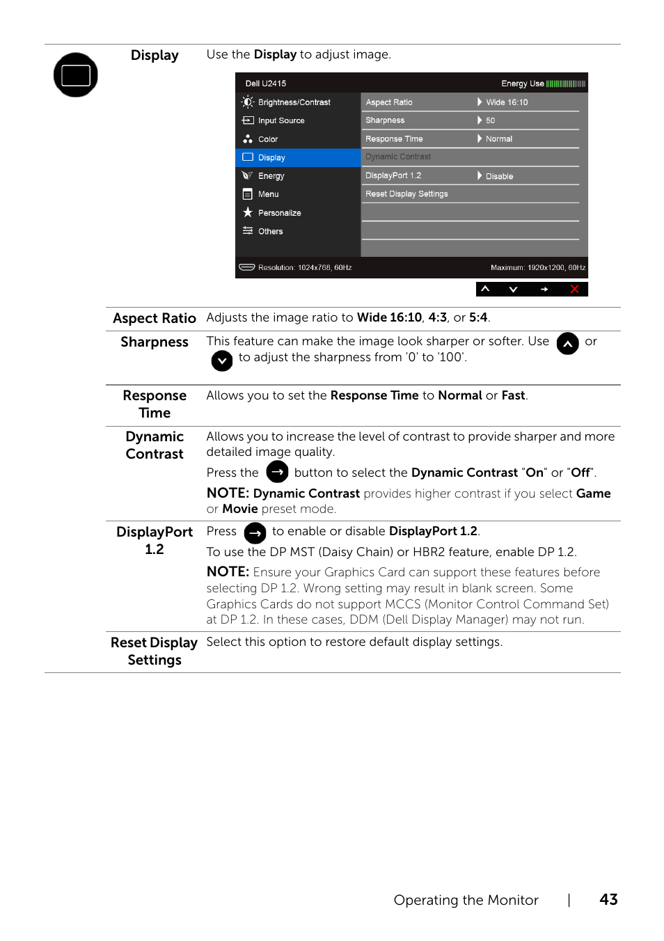 Dell U2415 Monitor User Manual | Page 43 / 65