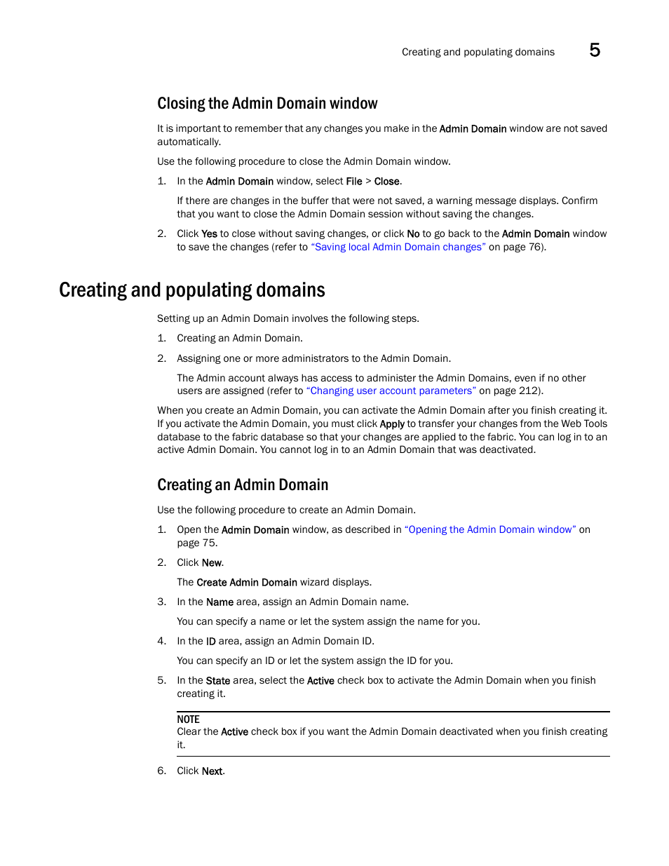 Closing the admin domain window, Creating and populating domains, Creating an admin domain | Dell POWEREDGE M1000E User Manual | Page 105 / 310