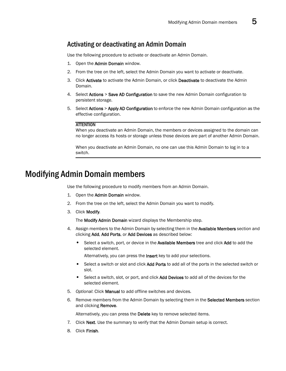 Activating or deactivating an admin domain, Modifying admin domain members | Dell POWEREDGE M1000E User Manual | Page 107 / 310